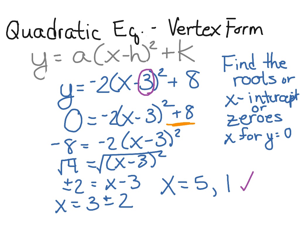 Quadratic Equations Vertex Form Math Algebra Quadratic Equations Showme