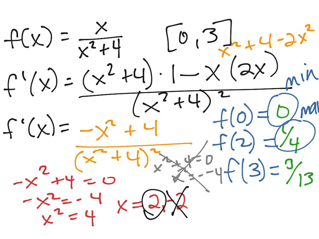 4.2 maximum and minimum values | Math, Calculus, Application of ...