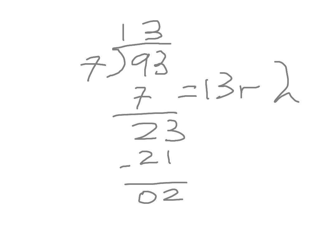 Long Dision 93 Divided By 7 Math Long Division 3rd Grade ShowMe