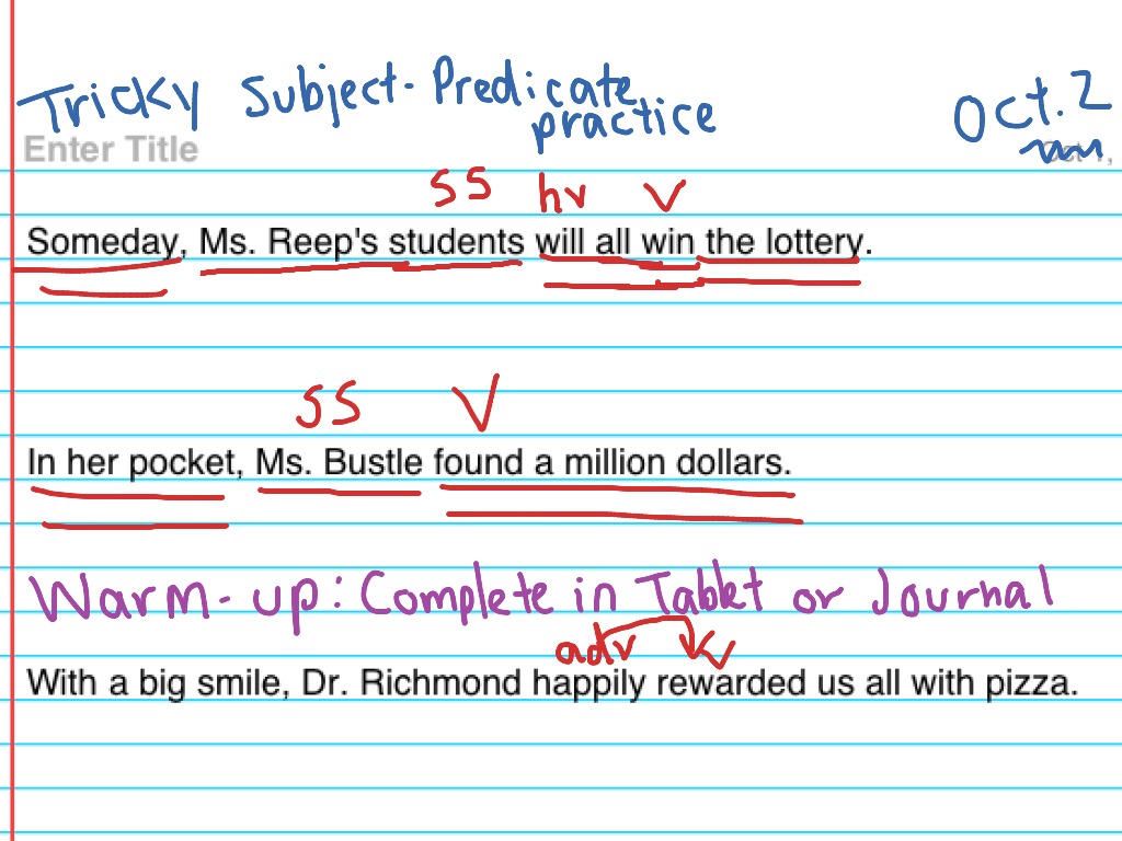 Tricky Subject Predicate Examples English ShowMe