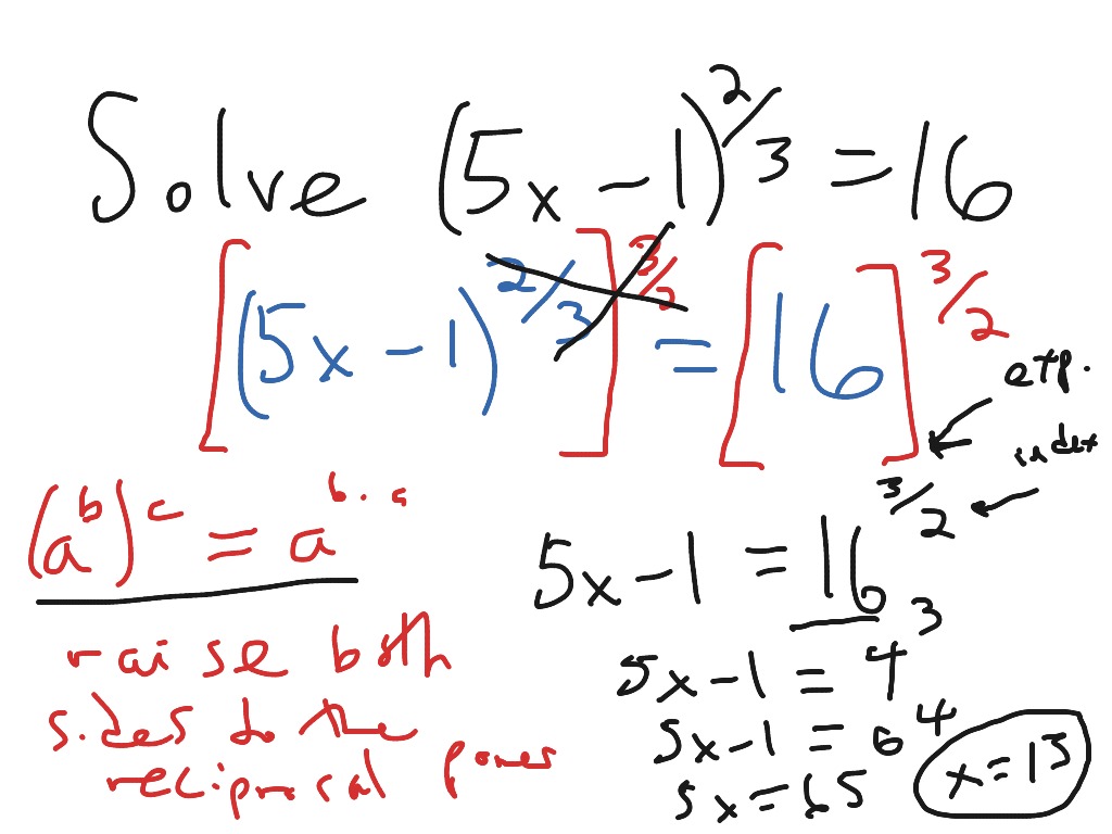 Solving Equations with Rational Exponents (1) | Math | ShowMe