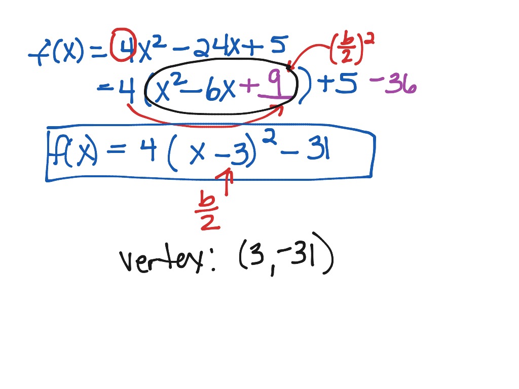 Vertex form | Math, Precalculus, Polynomial and Rational Functions | ShowMe