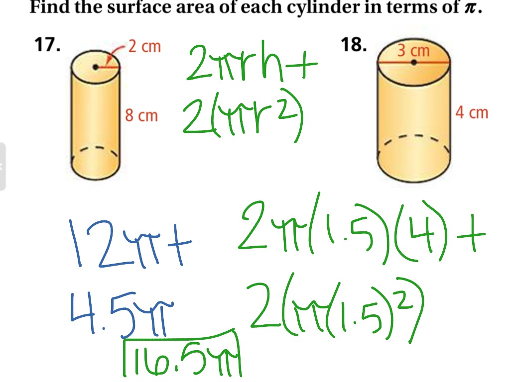 Lateral area and surface area of a cylinder  Math  ShowMe