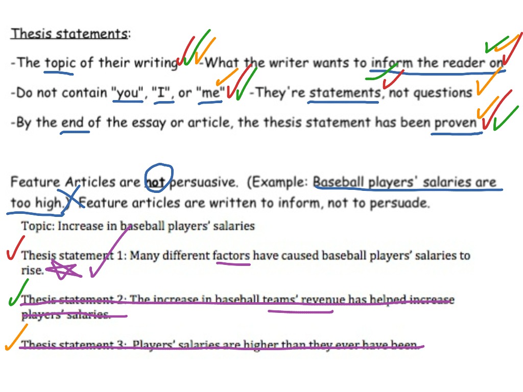 Feature Articles: Thesis Statement  english, Writing  ShowMe