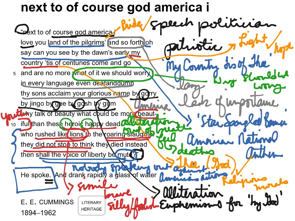 AQA Conflict Poetry next to of course God America I by e e cummings