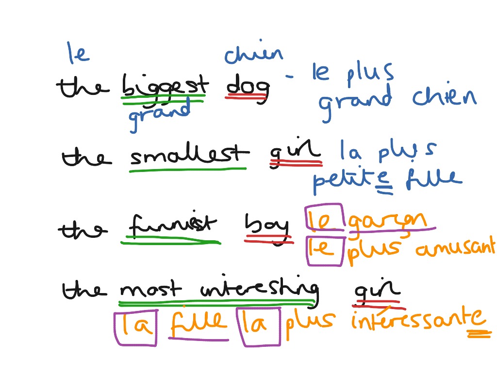 Superlative Adjectives In French Language French French Adjectives ShowMe