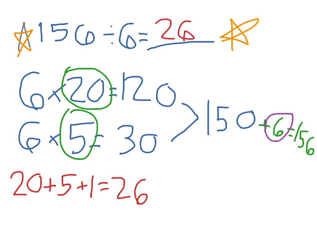 156 divided by 6 | Math, Elementary Math, math 4th grade | ShowMe