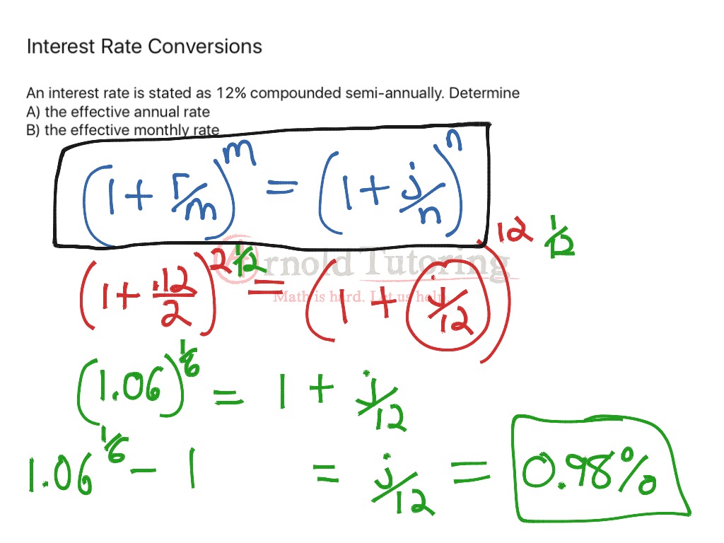 Interest rate conversion formula math showme