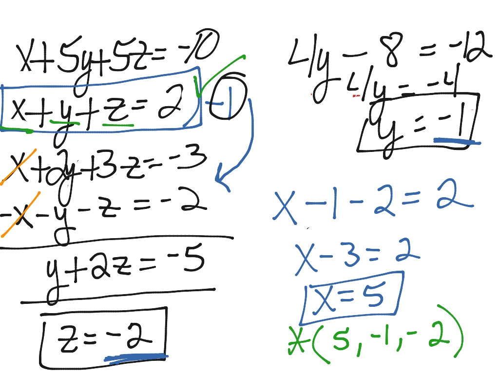 System of equations 3 variables | Math, Algebra 2 | ShowMe