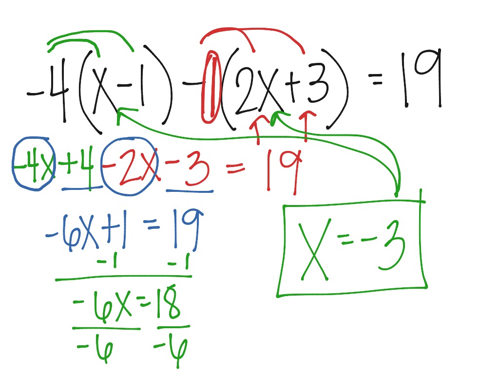 Solve Linear Equation with Distributive Prop | Math | ShowMe