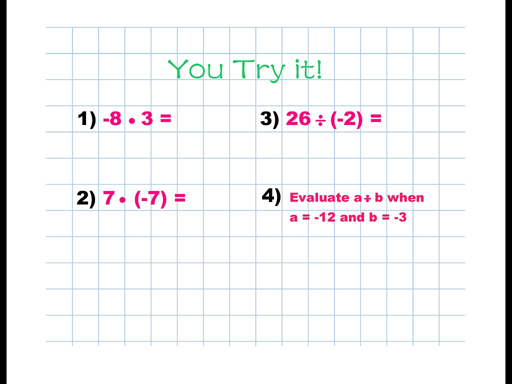 ShowMe - Multiplying And Dividing Integers Steps