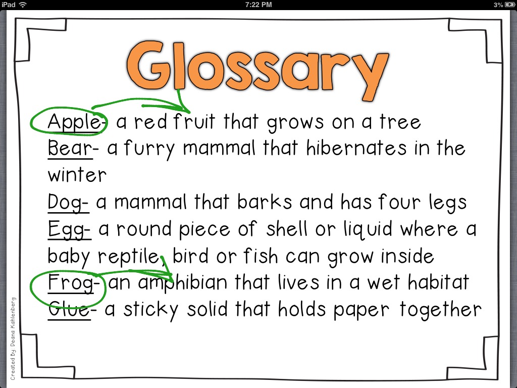 glossary for kids nonfiction