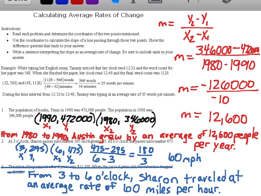 244-24 calculating average rates of change  Math, Algebra  ShowMe