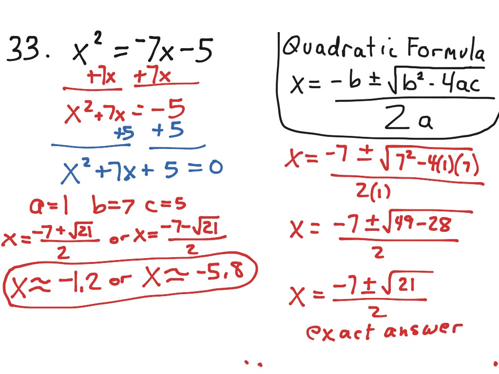 #29,31,33 p587 quadratic formula | Math, Algebra, Quadratic Formula ...