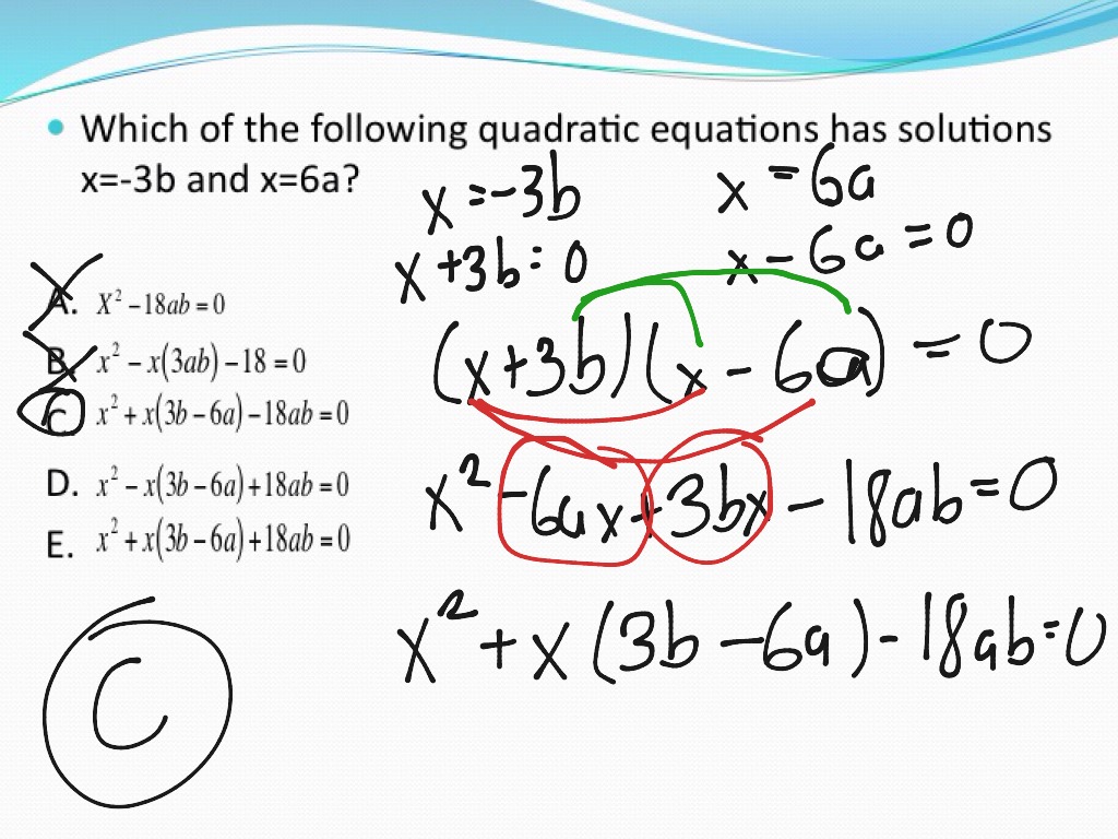 factor quadratic equation