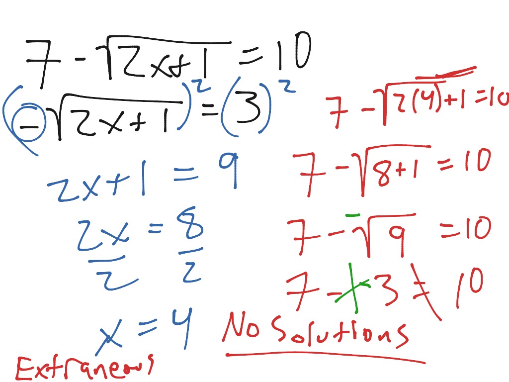 Solving Square Root Equations Practice Problems