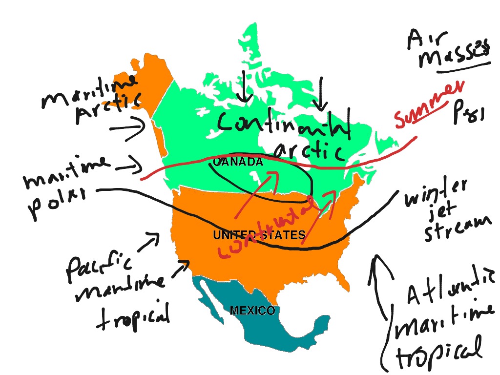 North America Air Masses Science Environment Weather Showme