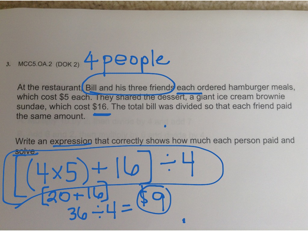 Unit 1- #3- writing expressions for word problems | Math, Elementary