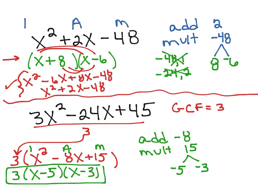 1AM Factoring | Math, Algebra, Quadratic Equations | ShowMe