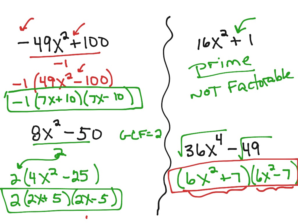 factoring math 1 Algebra, Method Factoring of Math, Quadratic   DOTS