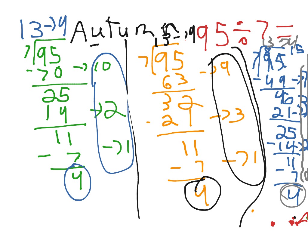 95 Divided By 7 Math Elementary Math Math 4th Grade Long Division 