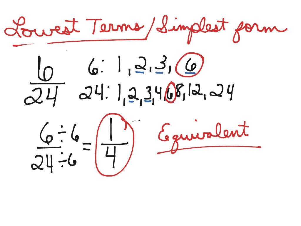 Fractions in Lowest terms Math, Elementary Math, 5th grade math