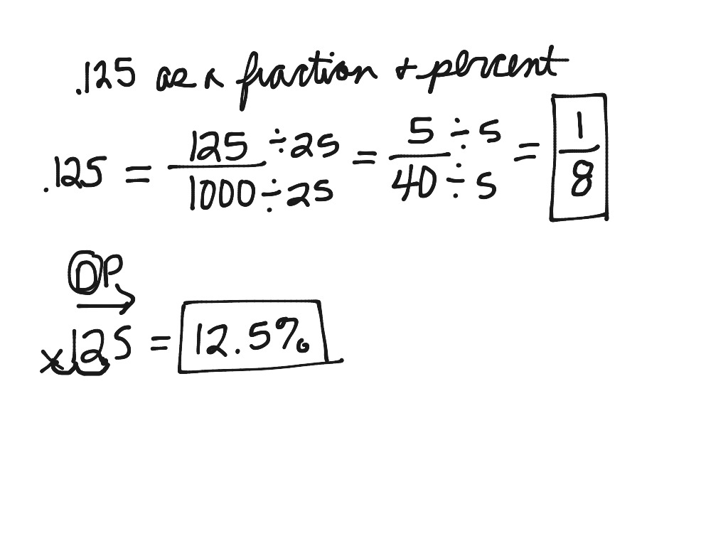  125 As A Fraction And Percent Math ShowMe