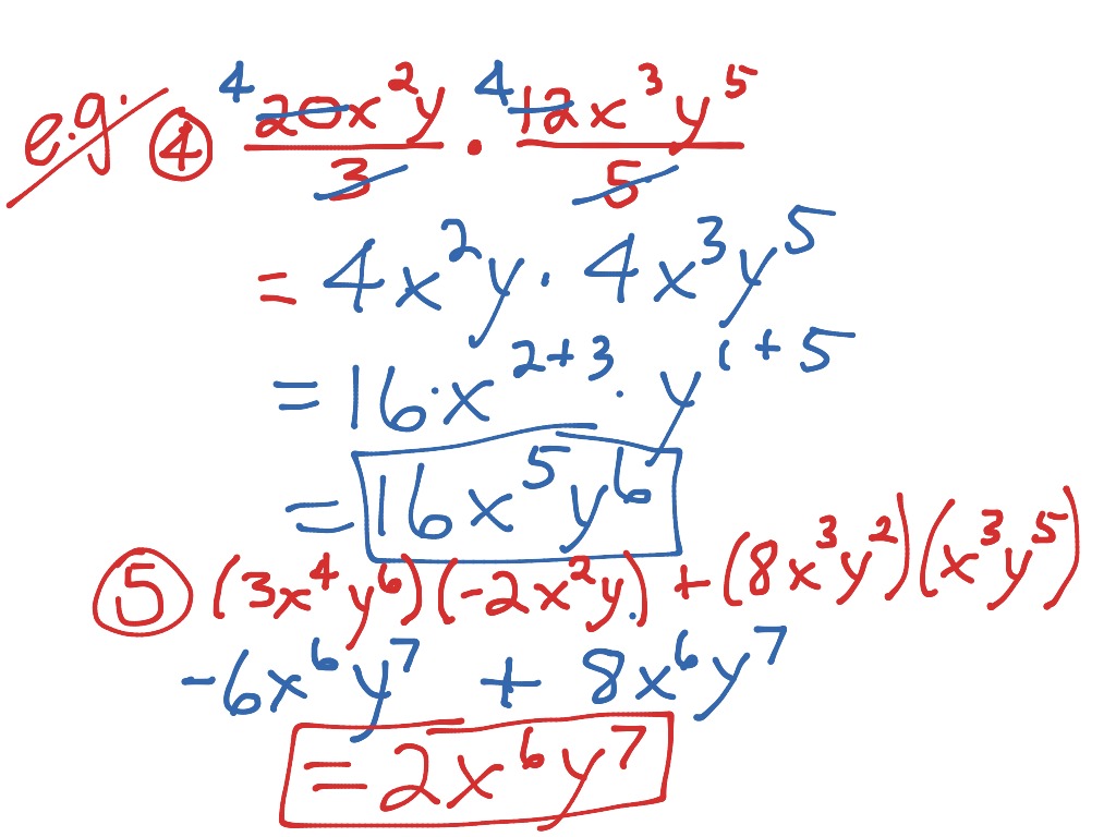 (4-3) Multiplying Monomials | Math, Algebra, Polynomials | ShowMe