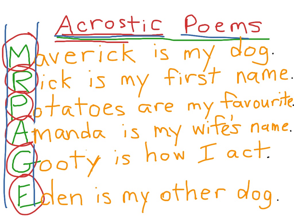 Acrostic Poems Language Showme