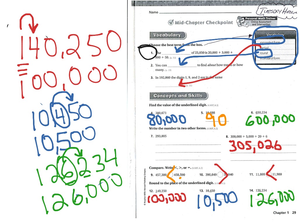 Mid Chapter Checkpoint GoMath Chapter 1 Math Elementary Math Math 