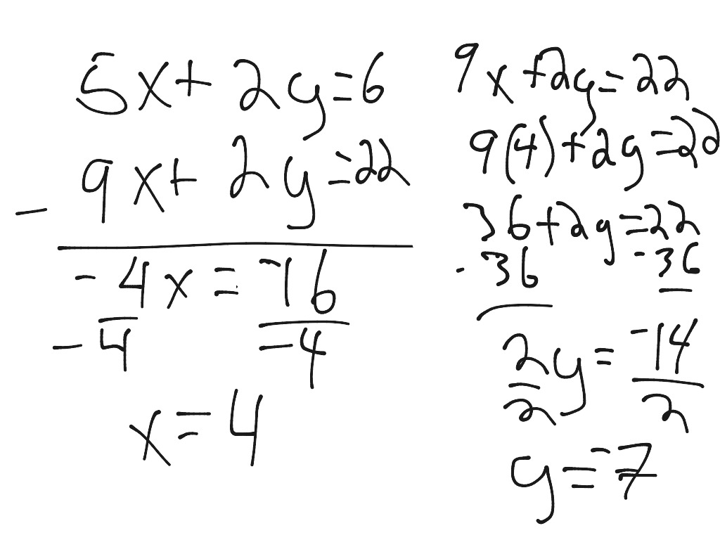 Elimination | Math, Algebra | ShowMe