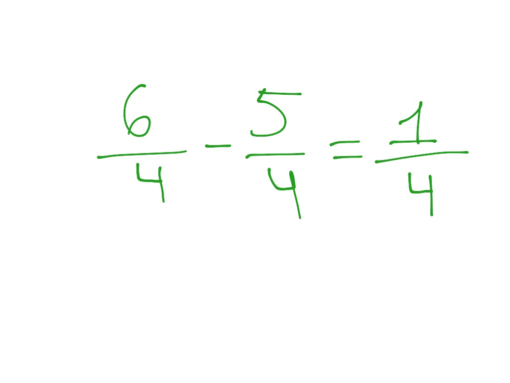 Subtracting improper fractions with like denominators | Math, Fractions