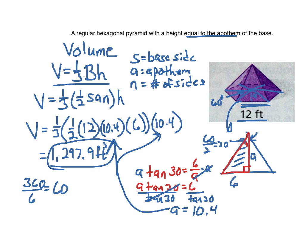 Volume Hexagonal Pyramid | Math, geometry | ShowMe Volume Of A Triangular Pyramid Formula