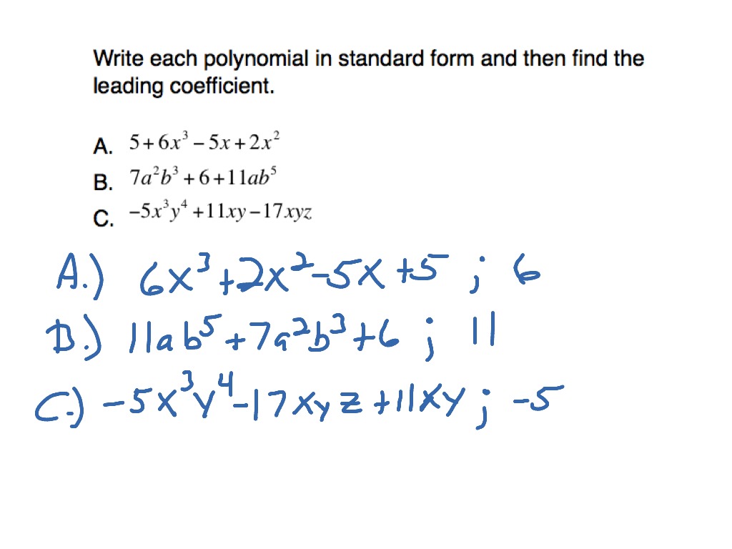Writing A Polynomial In Standard Form