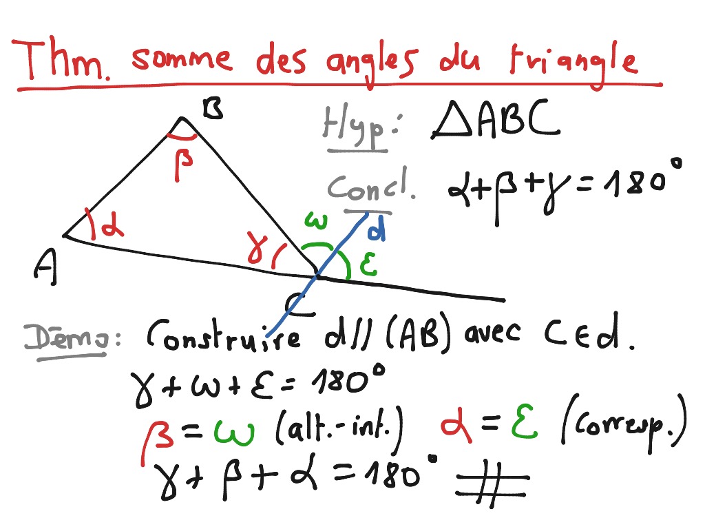 Thm somme des angles triangle | Math, geometry | ShowMe