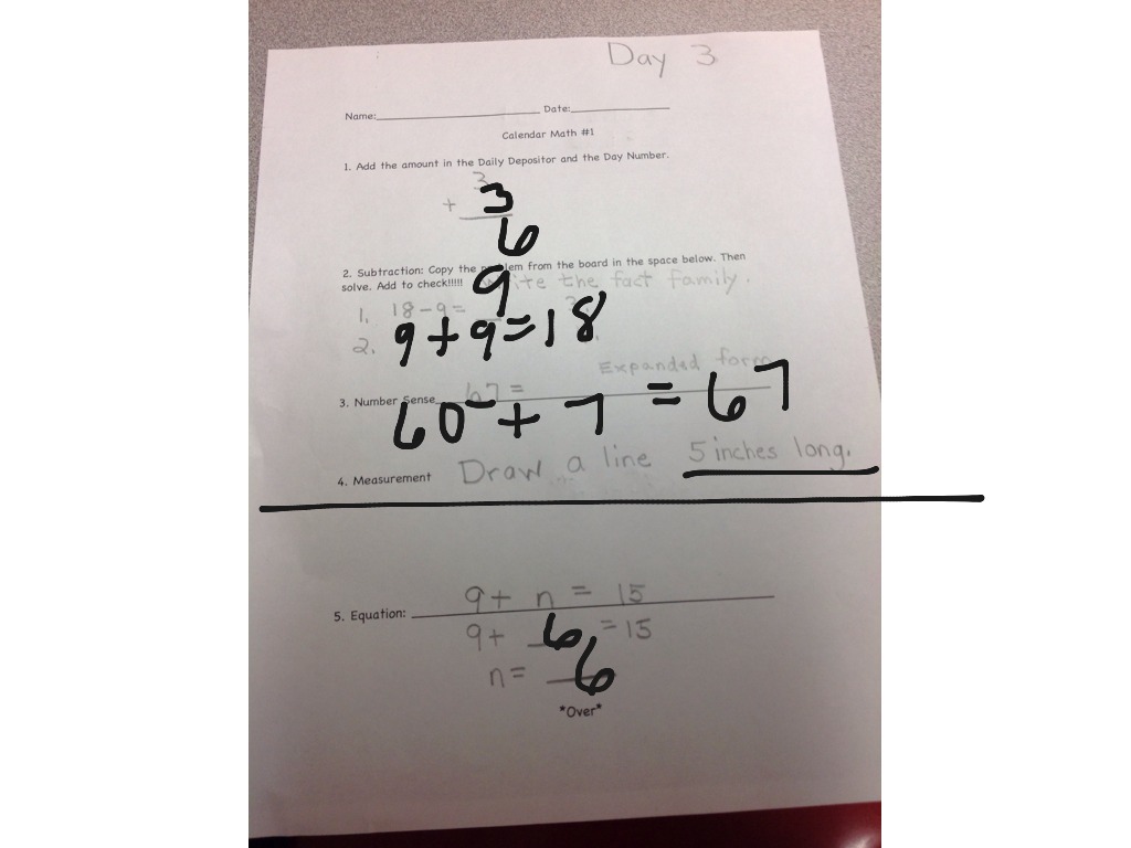 Calendar Math Day 3 Part 1 | Math, Elementary Math, 3rd grade | ShowMe