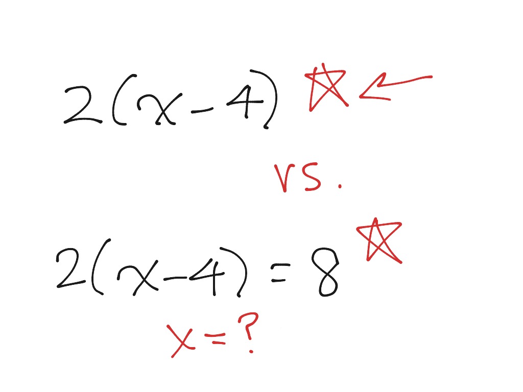 Expression vs Equation | Math, Algebra | ShowMe