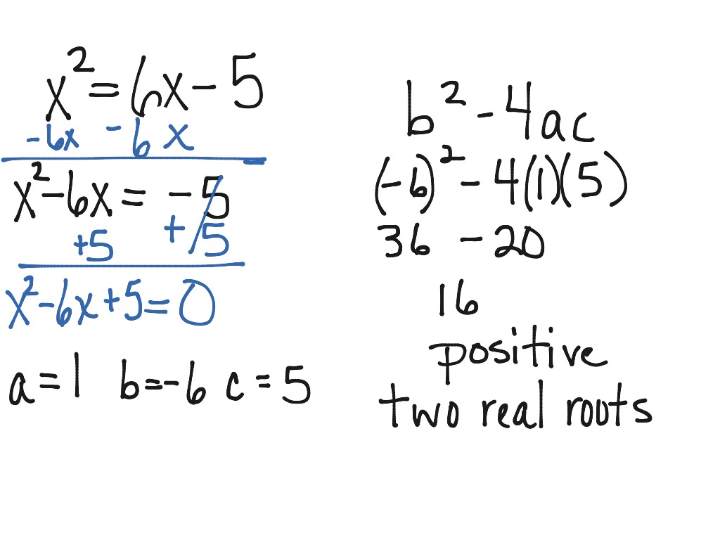 Find the discriminant | Math, Algebra, Quadratic Formula | ShowMe