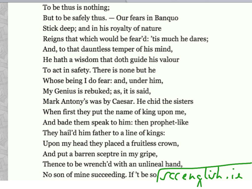 Macbeth 10: Act 3 scene 1 - To be thus is nothing | english, Macbeth,  Shakespeare, Drama | ShowMe