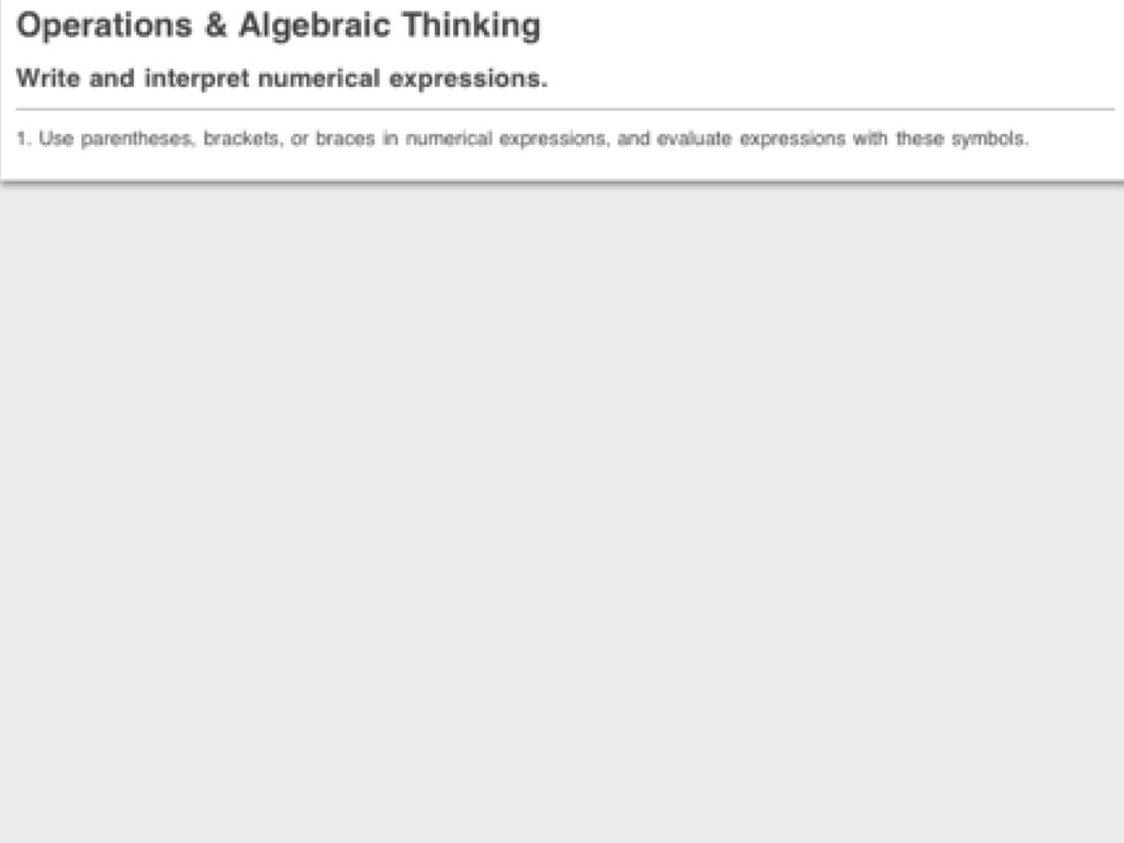 Parentheses, Brackets, and Braces, Math, Core Standards