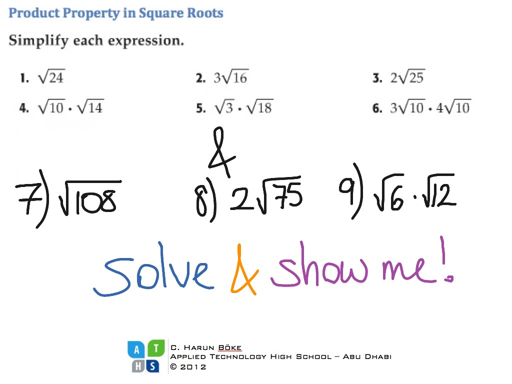 Product Property in Square Root Expressions | Math, Algebra, Square ...