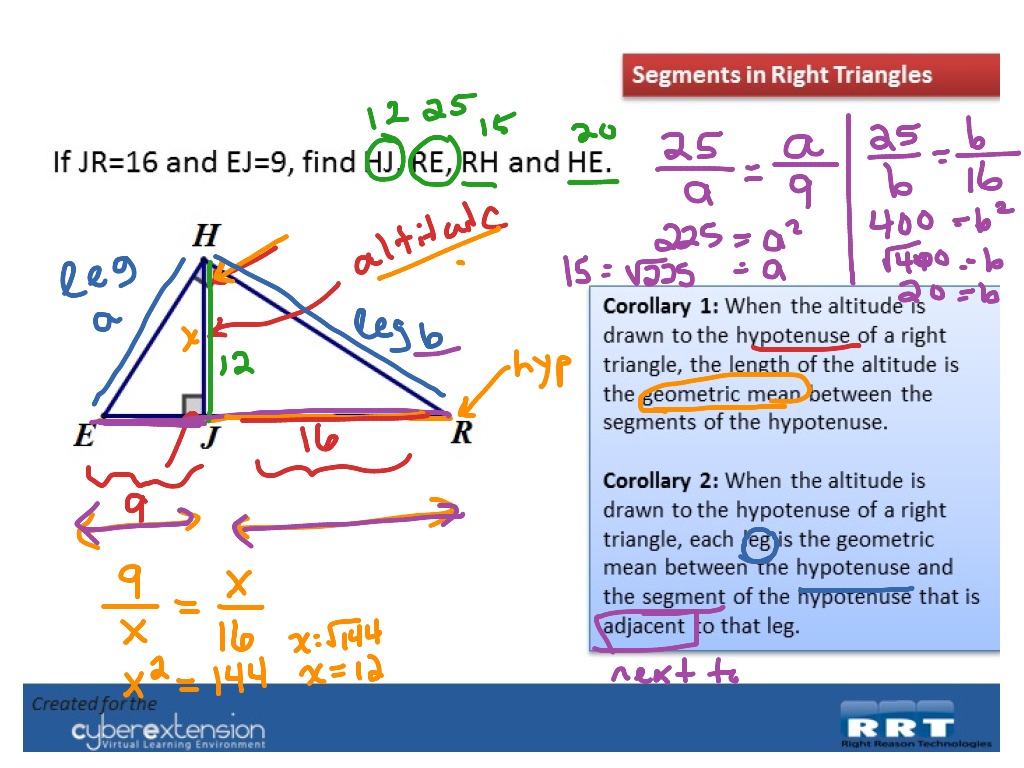 Segments In Right Triangles Math Geometry Showme 3166