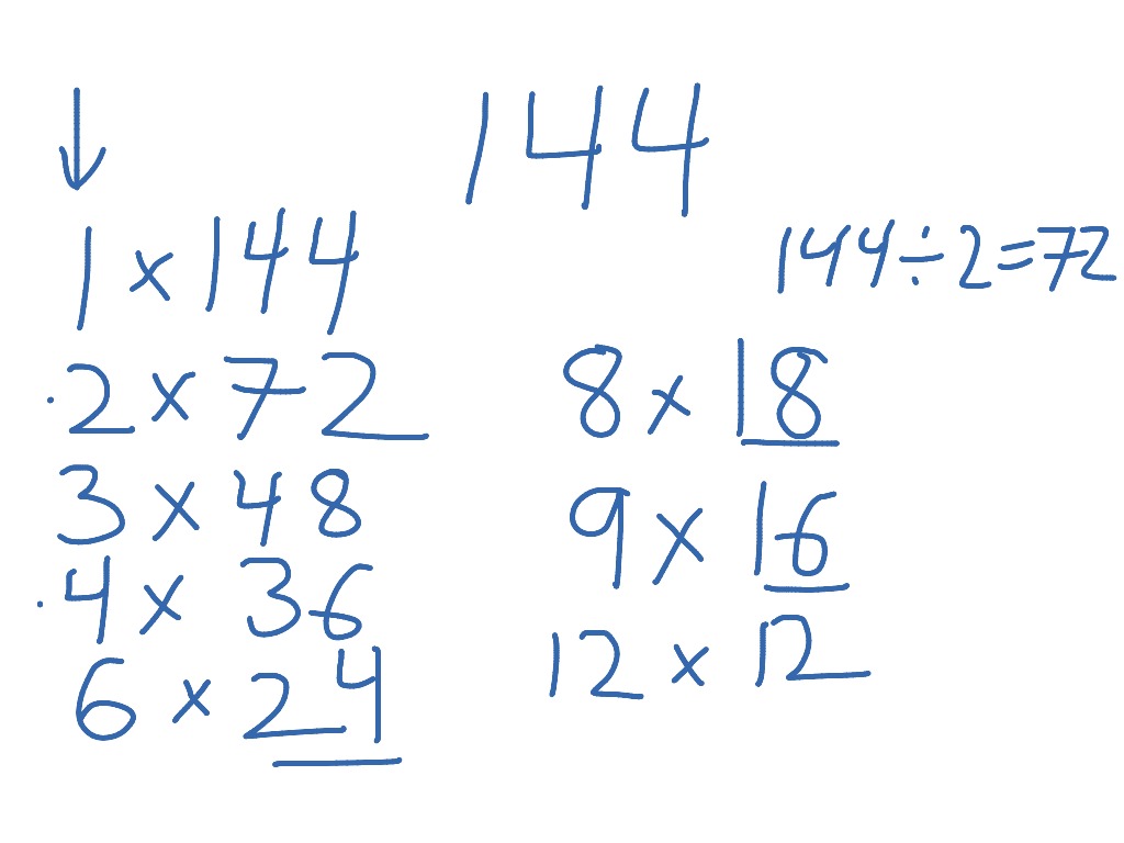 Factors of 144 | Math | ShowMe