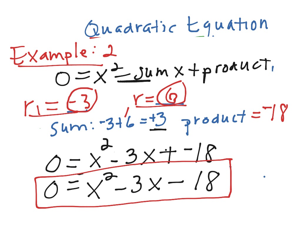 Writing quadratic equations given the roots  Math, Algebra