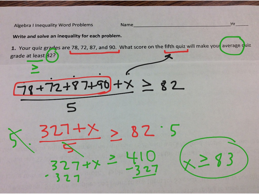 inequality word problem homework integrated algebra