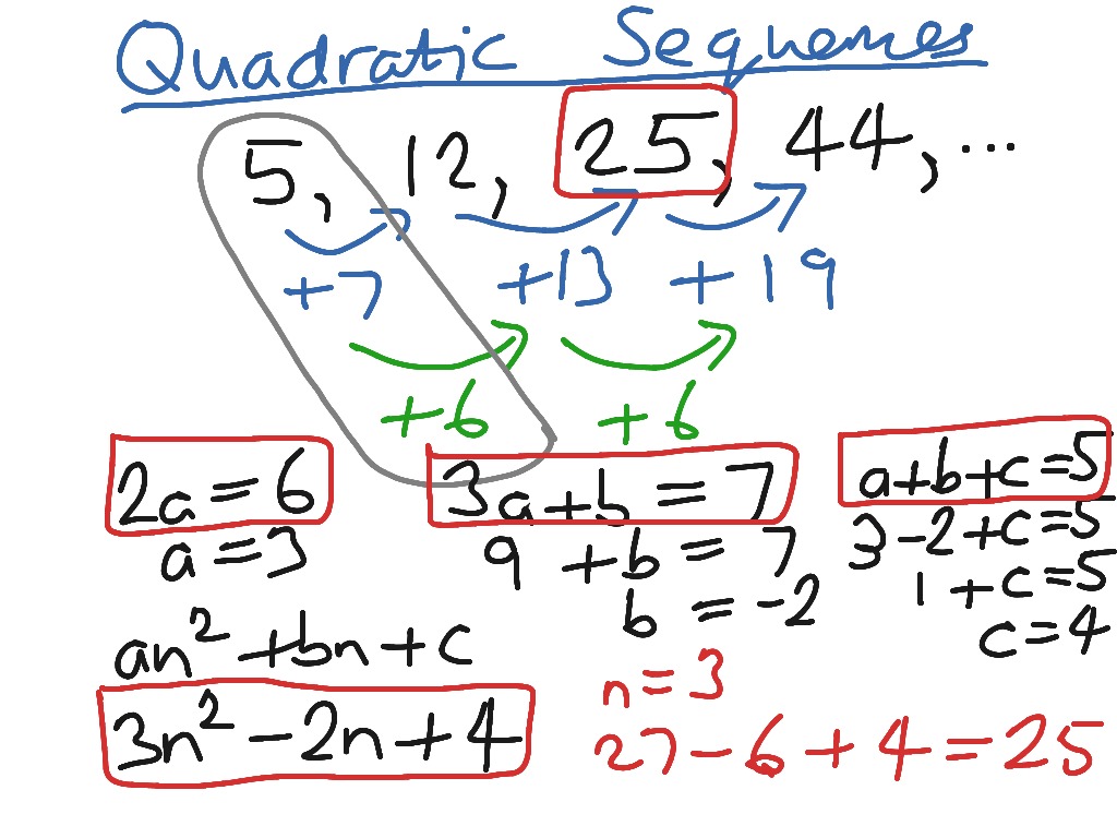 quadratic sequences questions and answers