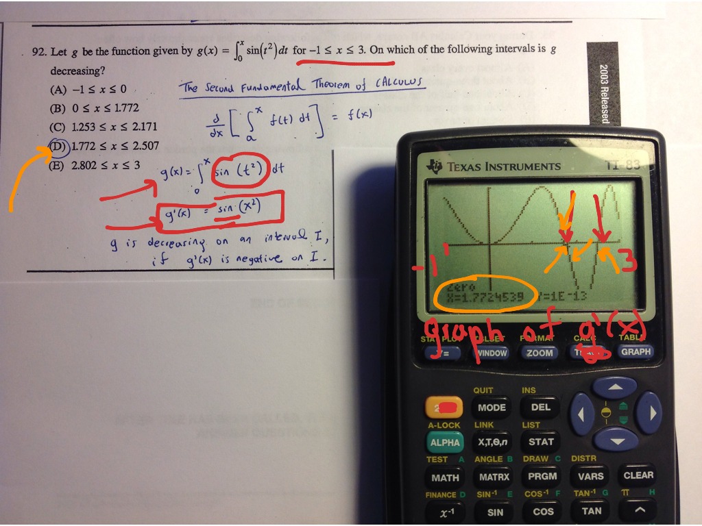 2003 AP Calculus AB MC No. 92 | Math, Calculus, Application Of ...