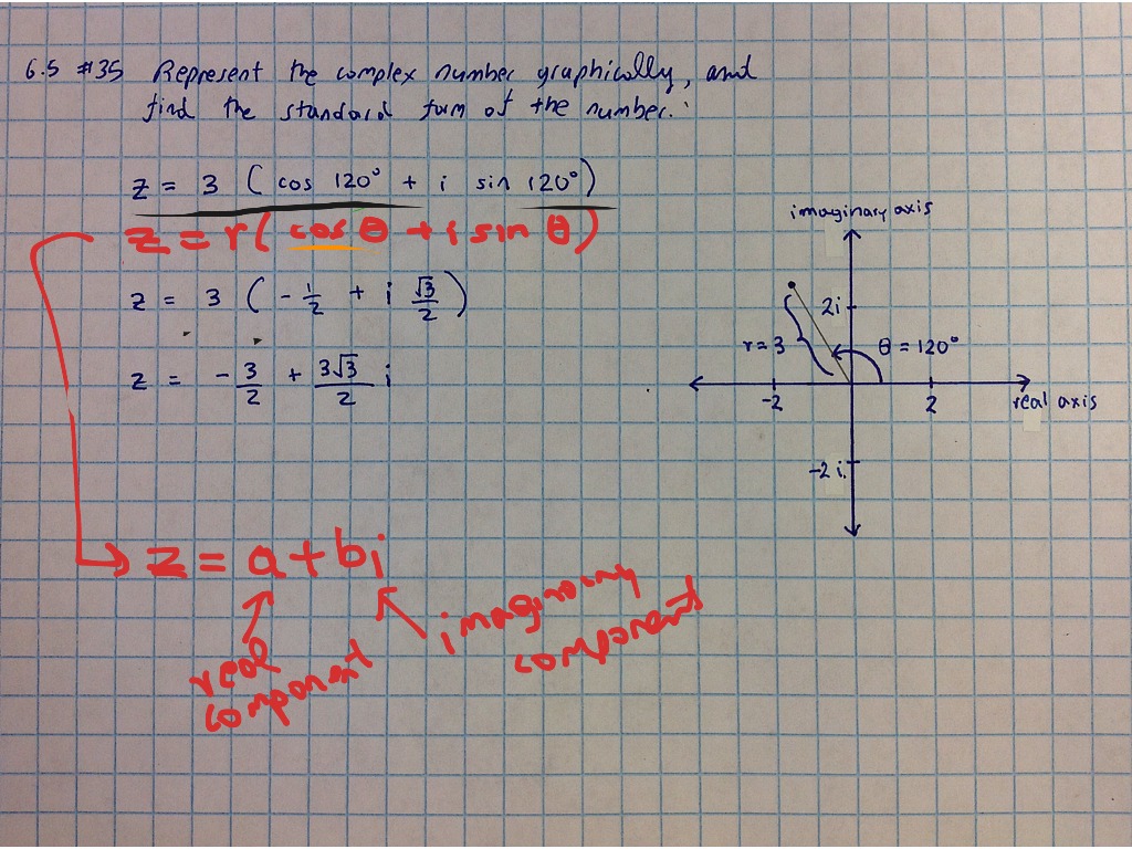 6.5 No. 35: Trig Form of a Complex Number to Standard Form | Math ...