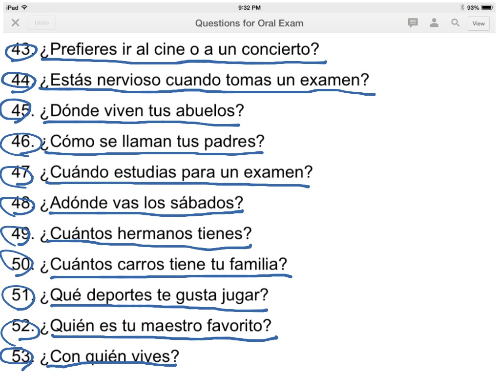 Spanish Oral Exam Questions