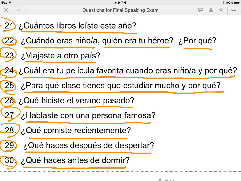 spanish social questions